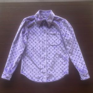 Authentic Mens Louis Vuttion Tactile Purple Velvet Shirt Oversized (Small)